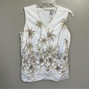 Vintage White Stag sleeveless button down top size Medium tropical beach